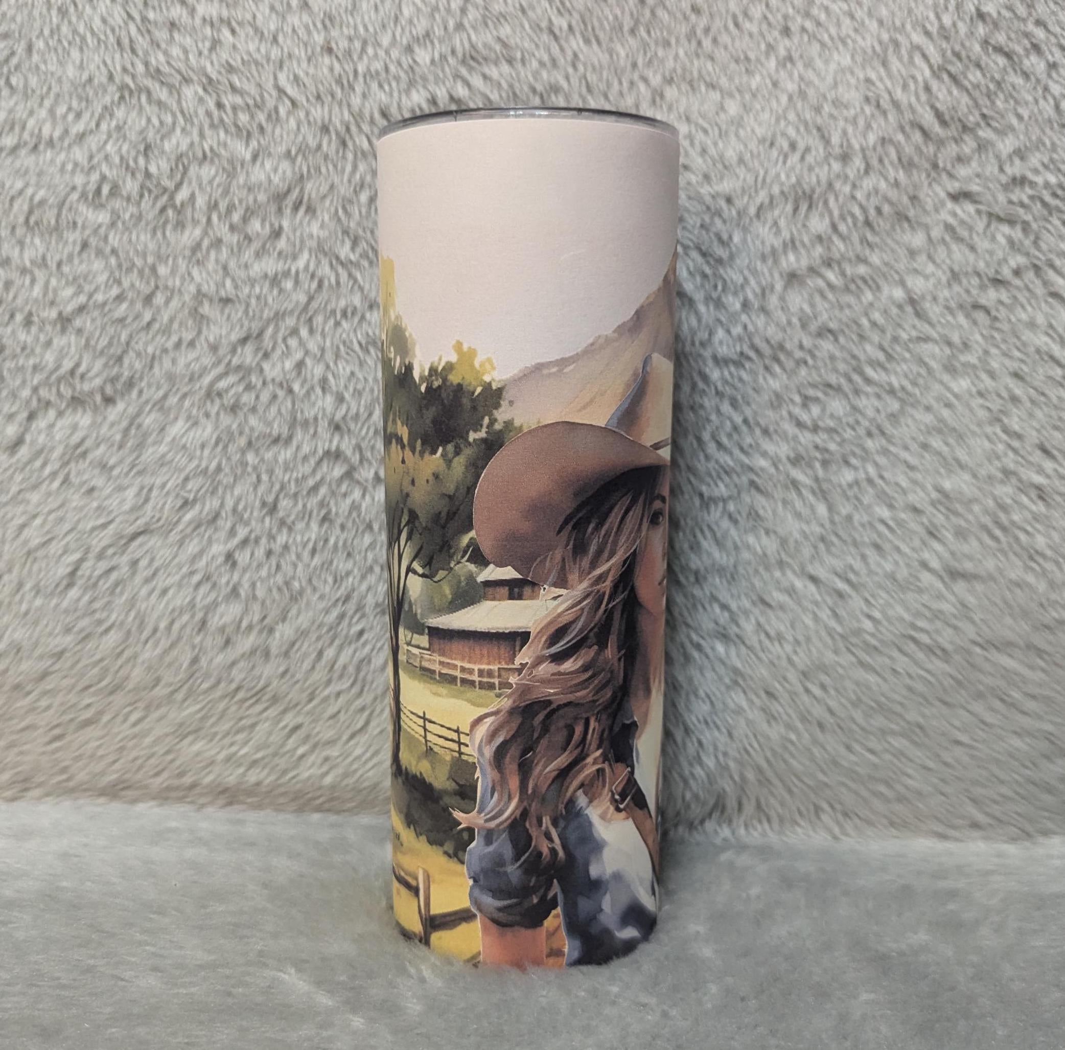 Cowgirl Tumbler 20oz With Reusable Straw, Can Be Personalized