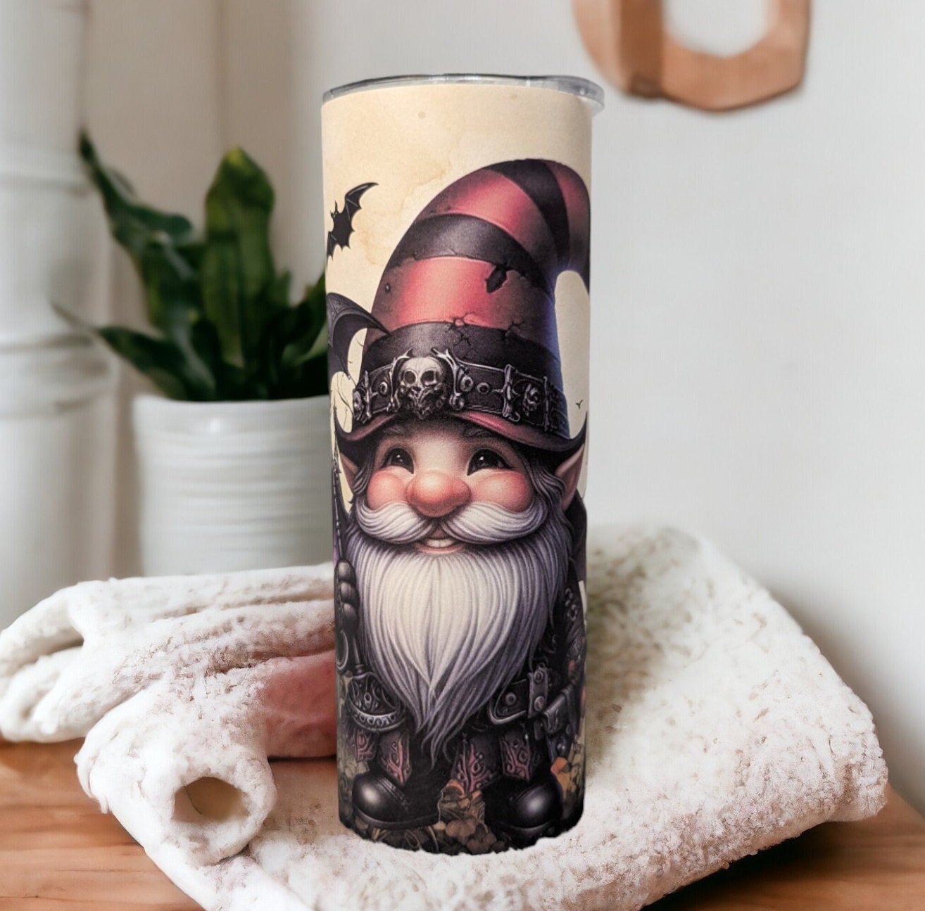 Gothic Gnome Tumbler 20oz With Reusable Straw, Can Be Personalized