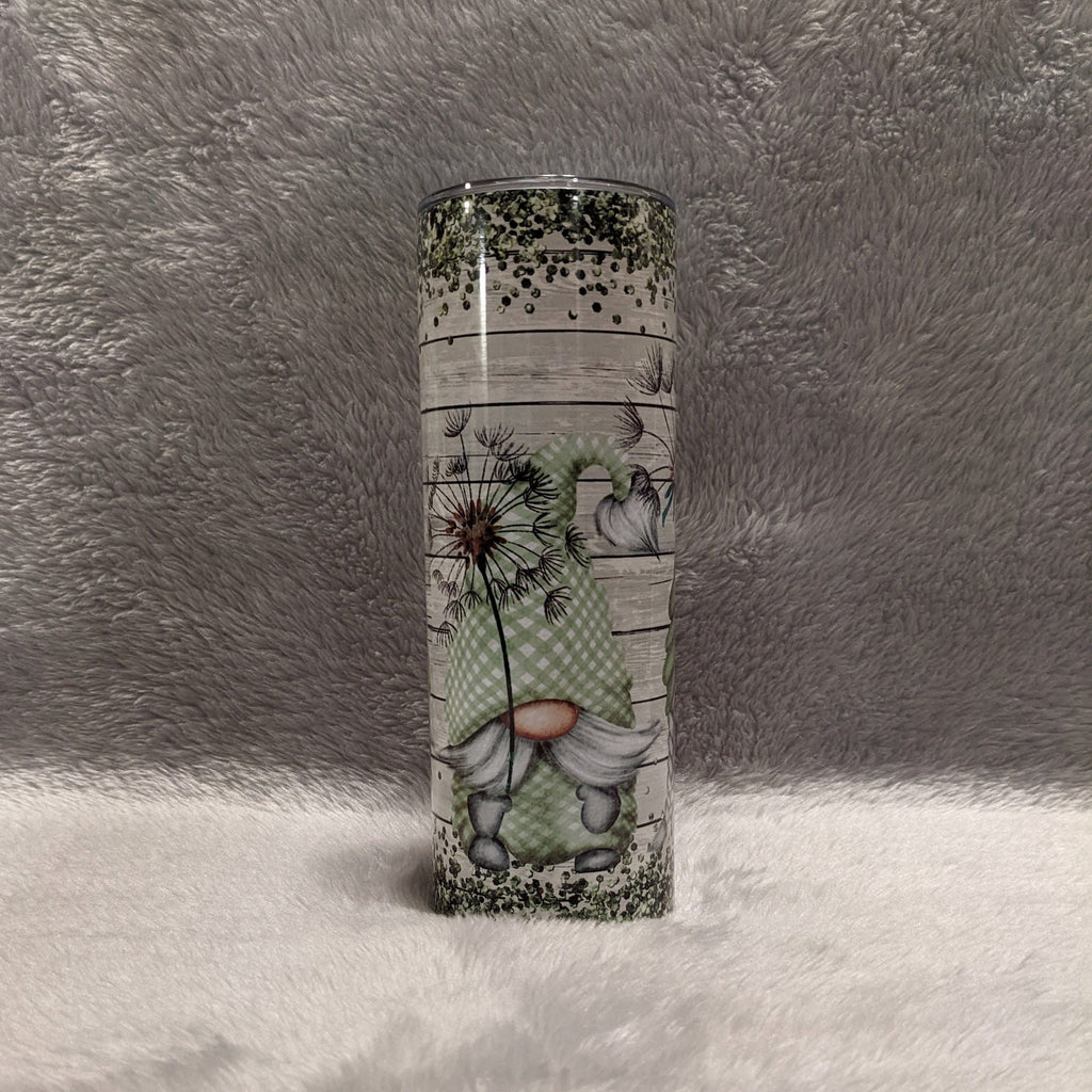 Gnomes With Dandelions Tumbler 20oz With Reusable Straw, Can Be Personalized