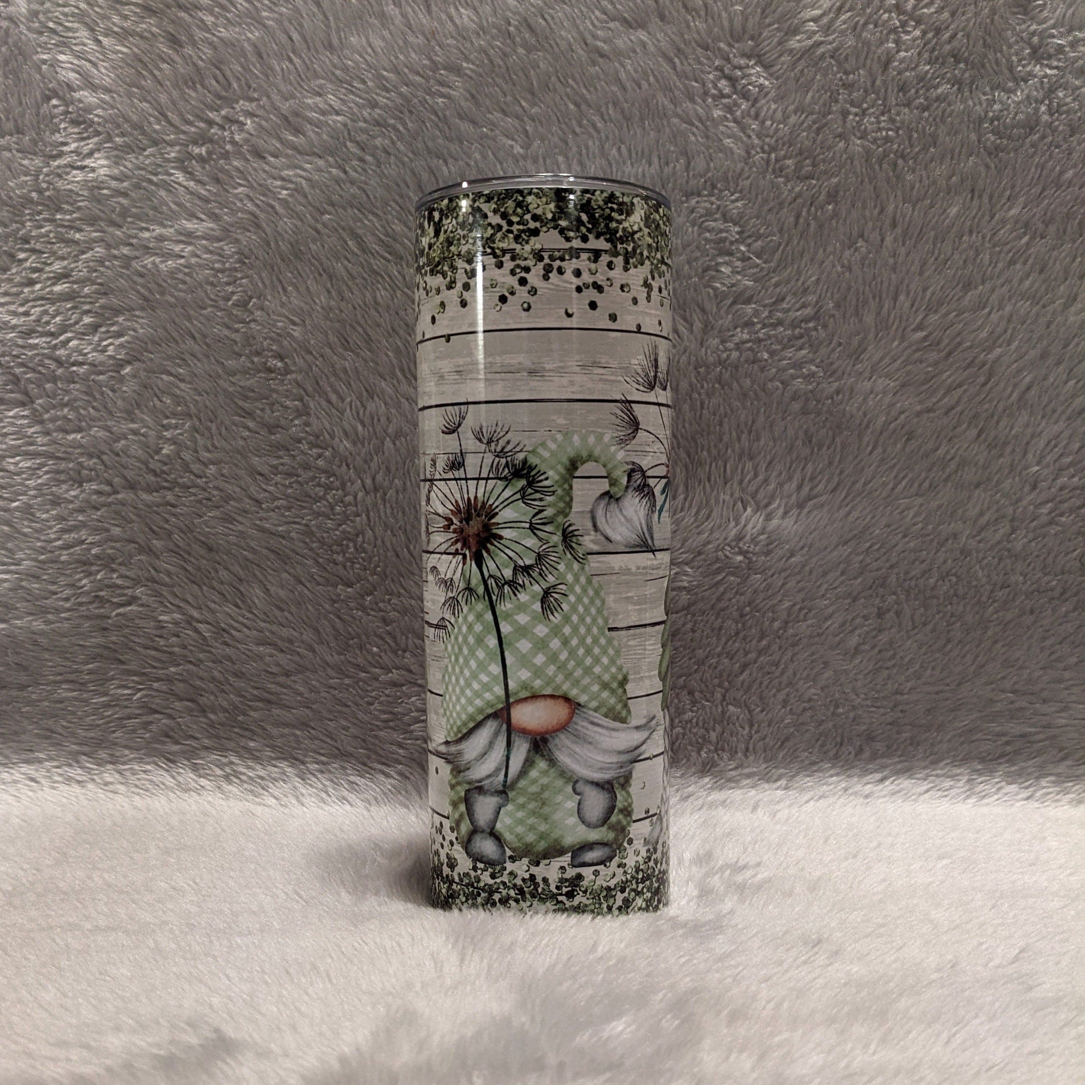 Gnomes With Dandelions Tumbler 20oz With Reusable Straw, Can Be Personalized