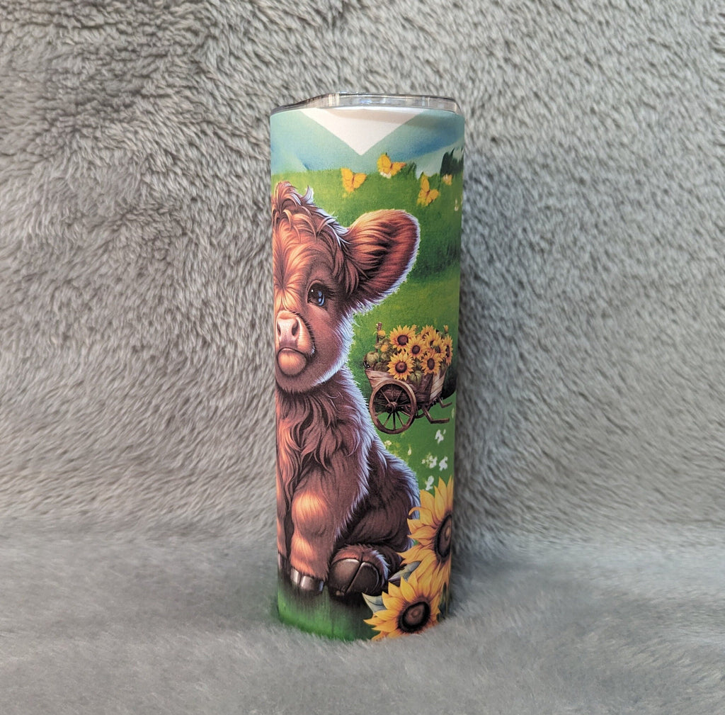 Baby Highland Cow Tumbler 20oz With Reusable Straw, Can Be Personalized
