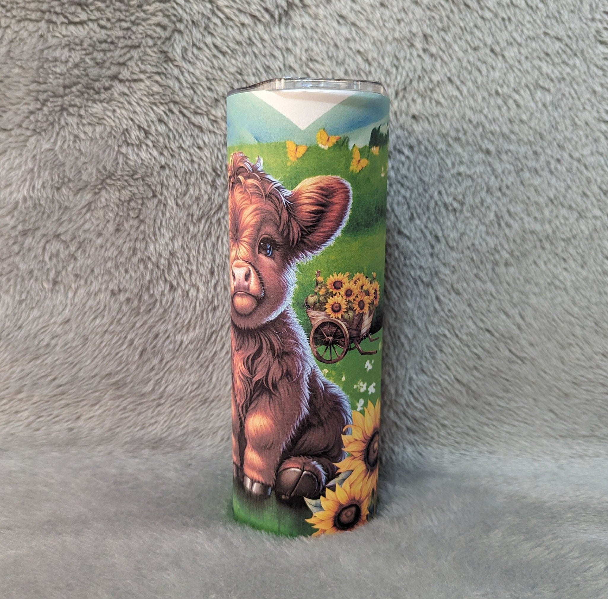 Baby Highland Cow Tumbler 20oz With Reusable Straw, Can Be Personalized