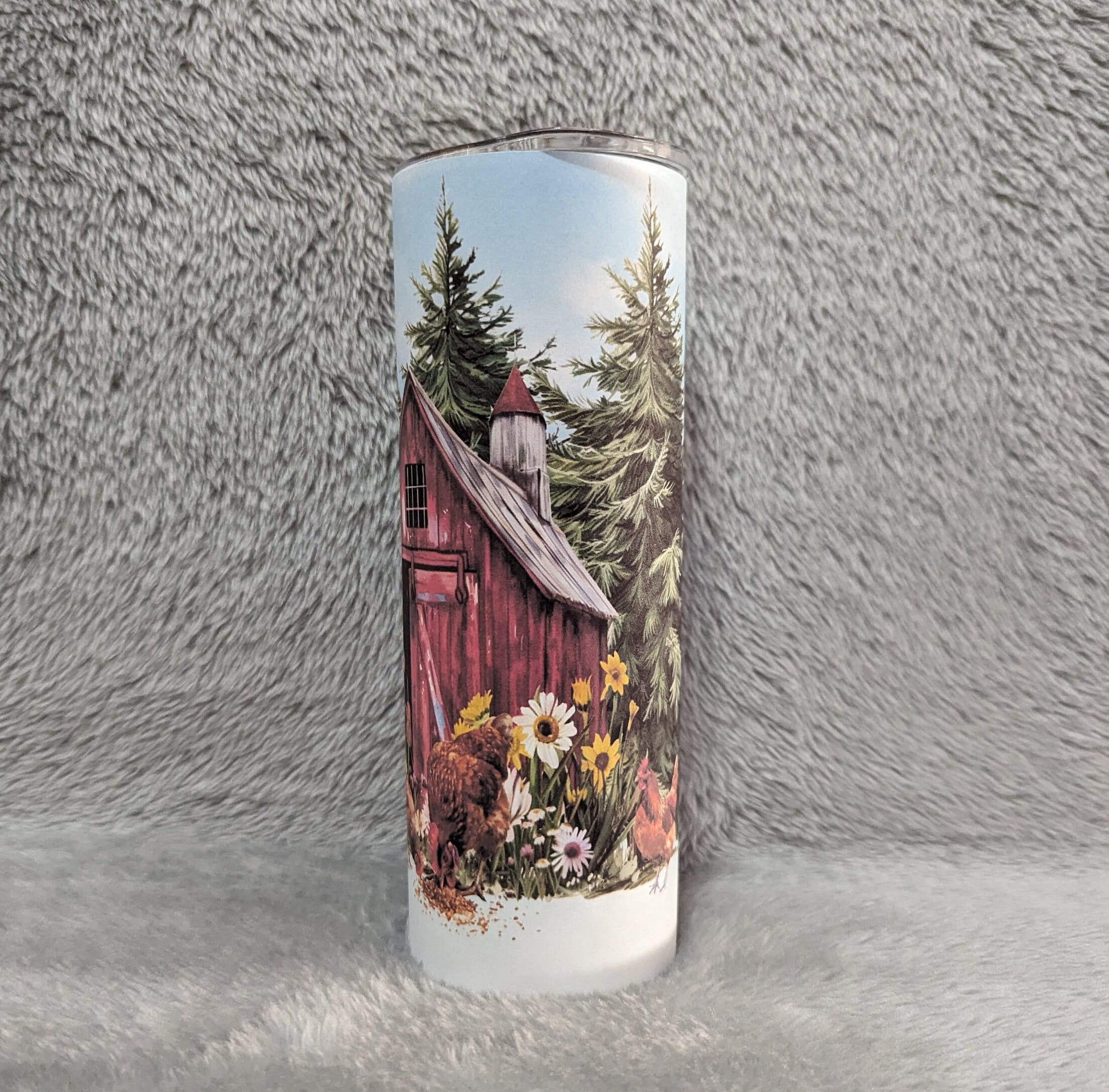 Farmhouse Chicken Tumbler 20oz With Reusable Straw, Can Be Personalized