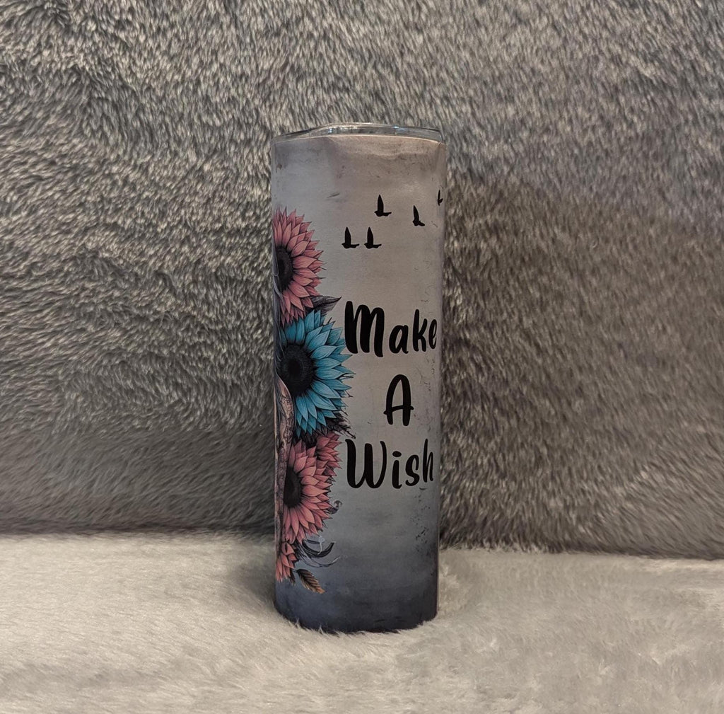Make A Wish Boho Girl Tumbler 20oz With Reusable Straw, Can Be Personalized