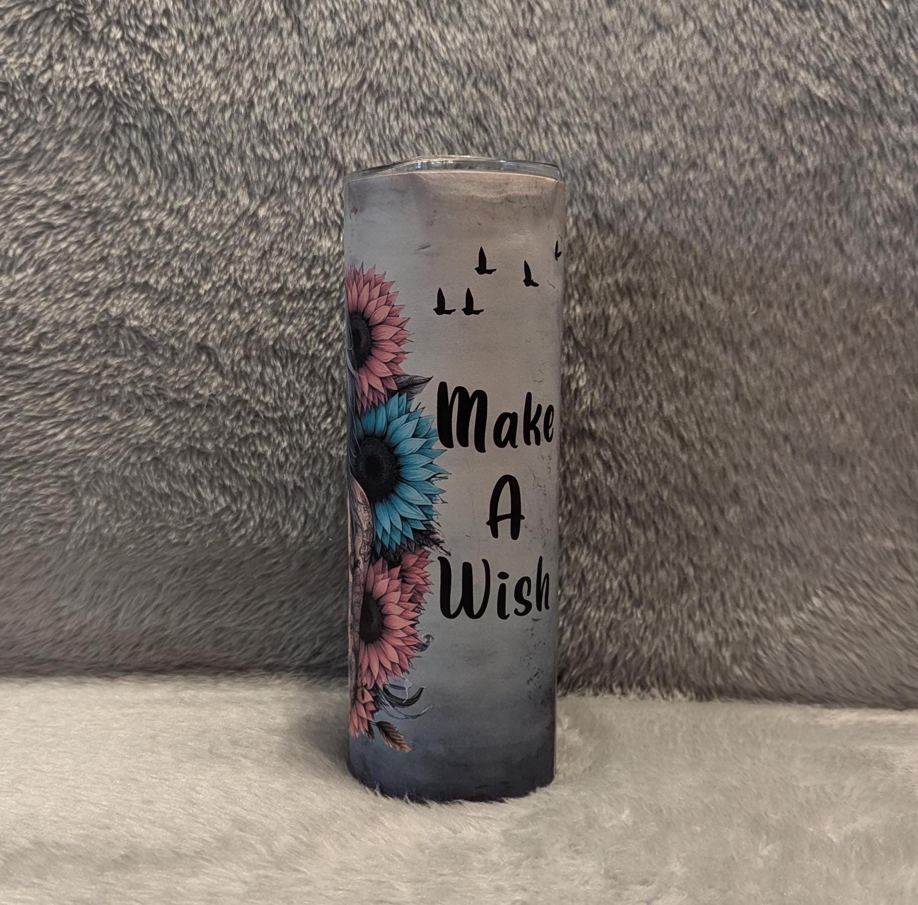 Make A Wish Boho Girl Tumbler 20oz With Reusable Straw, Can Be Personalized