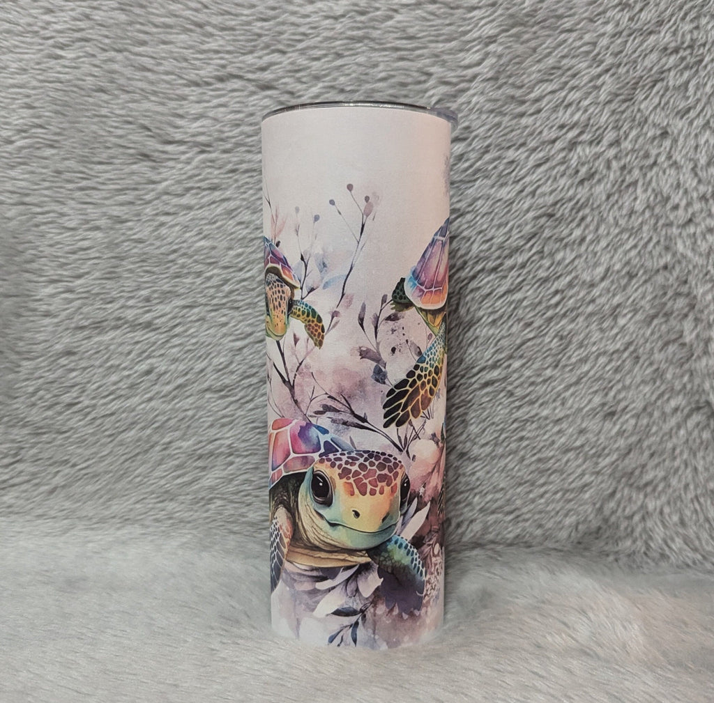 Sea Turtle Tumbler 20oz With Reusable Straw, Can Be Personalized