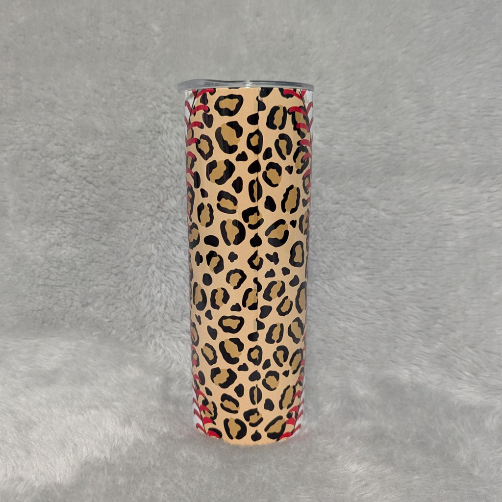 Baseball Mom Leopard Print Tumbler 20oz With Reusable Straw