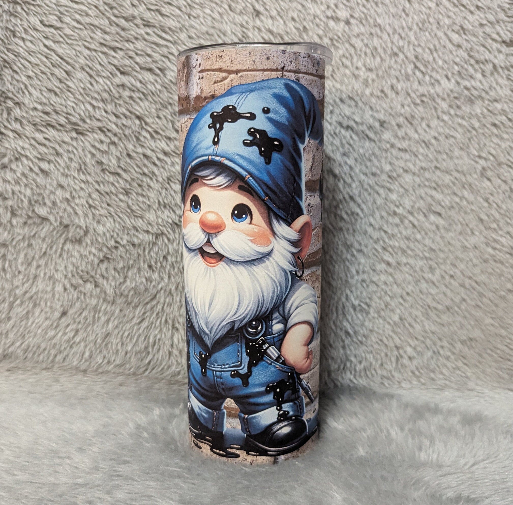Guy Gnome Mechanic Tumbler 20oz With Reusable Straw, Can Be Personalized