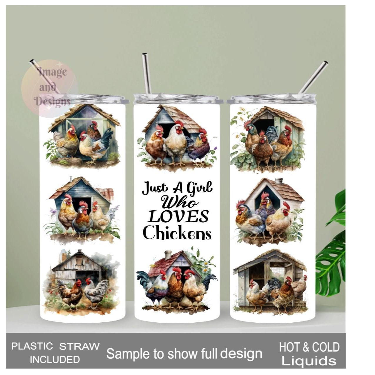 Just A Girl Who Loves Chickens Tumbler 20oz With Reusable Straw, Can Be Personalized
