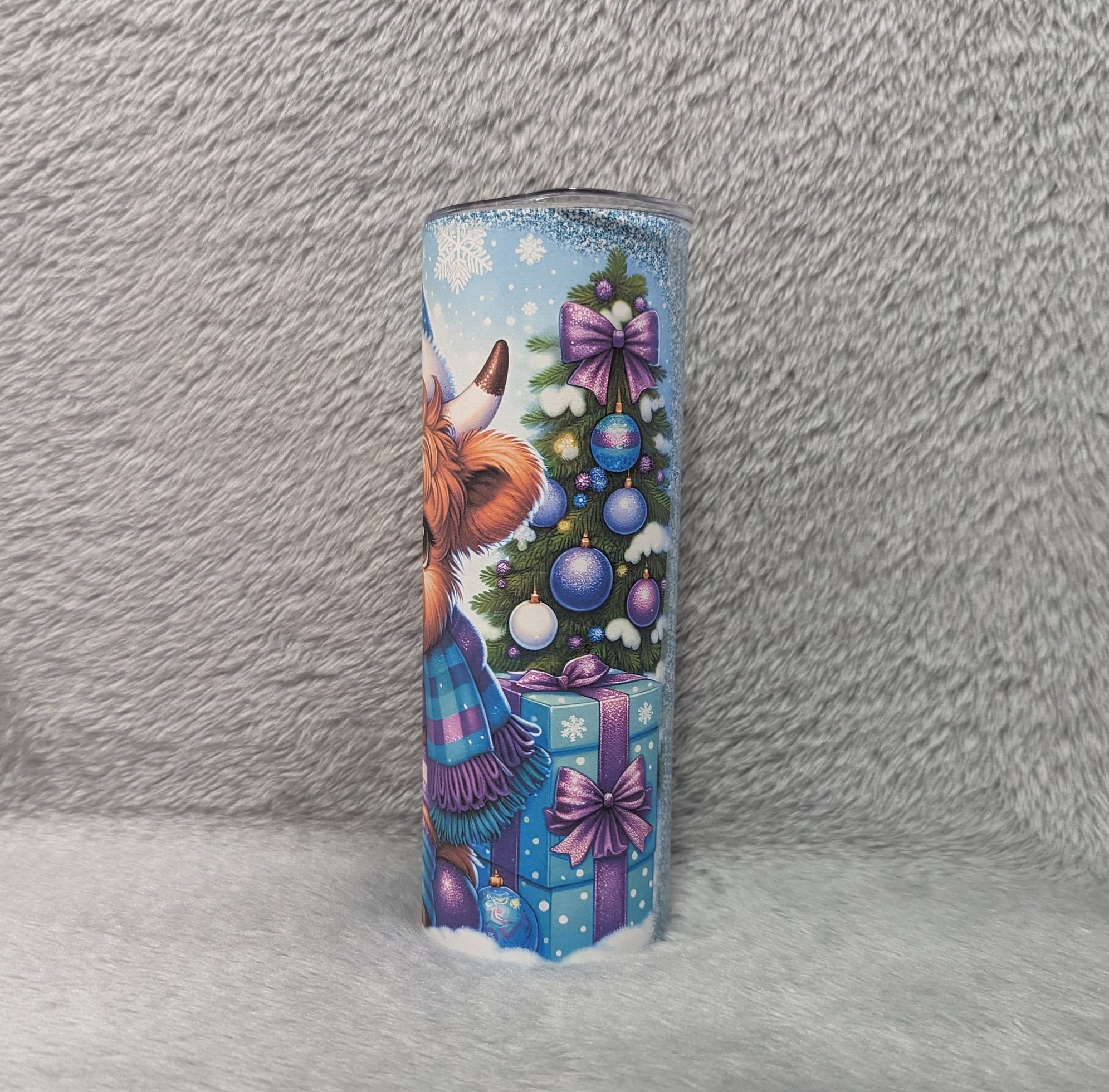 Highland Cow Christmas Tumbler 20oz With Reusable Straw, Can Be Personalized