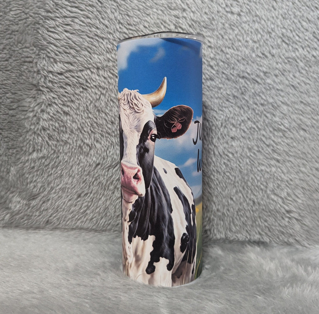 Just A Girl Who Loves Cows Tumbler 20oz With Reusable Straw, Can Be Personalized