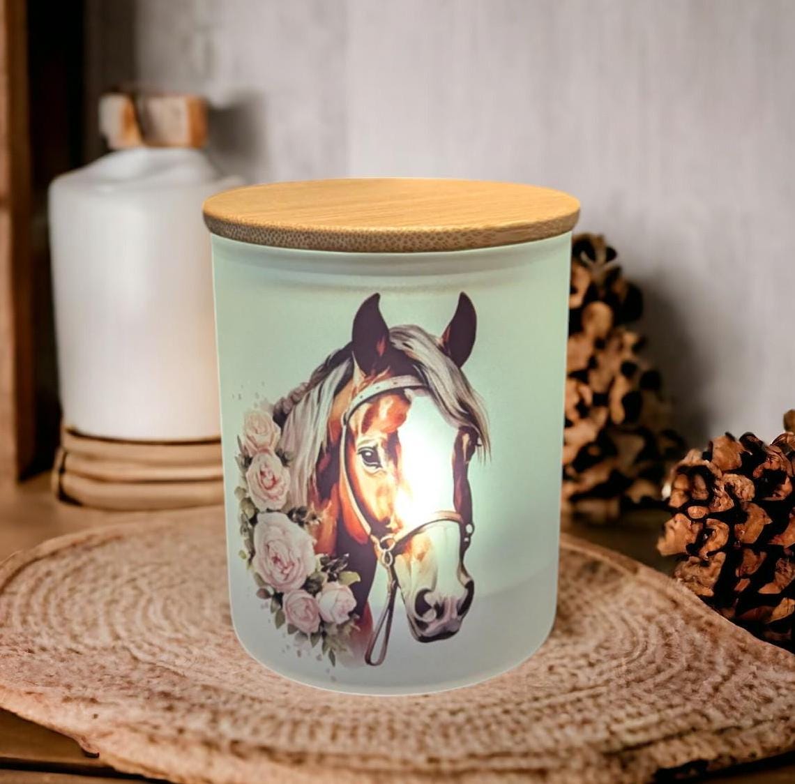 Horse Candle Holder With A Battery Operated Flickering Tea Light