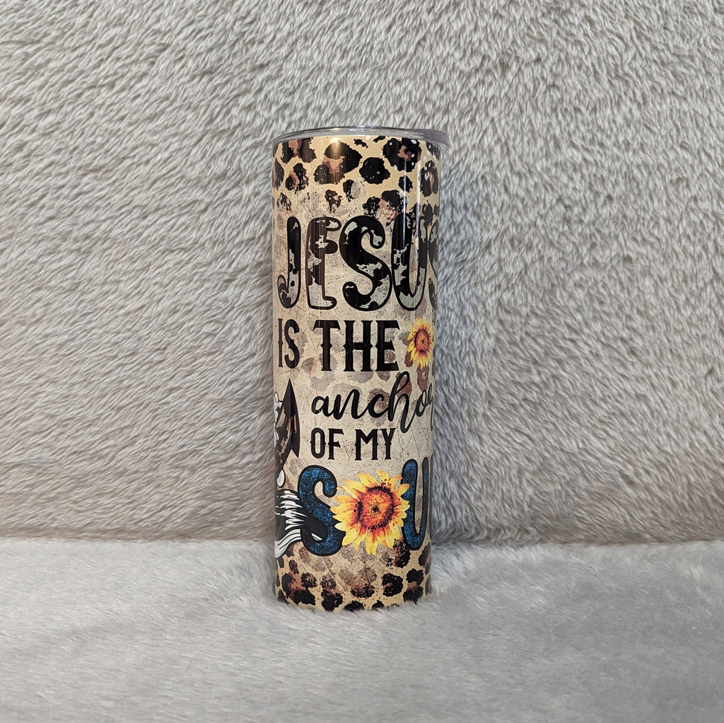 Jesus Is The Anchor Of My Soul Tumbler 20oz With Reusable Straw