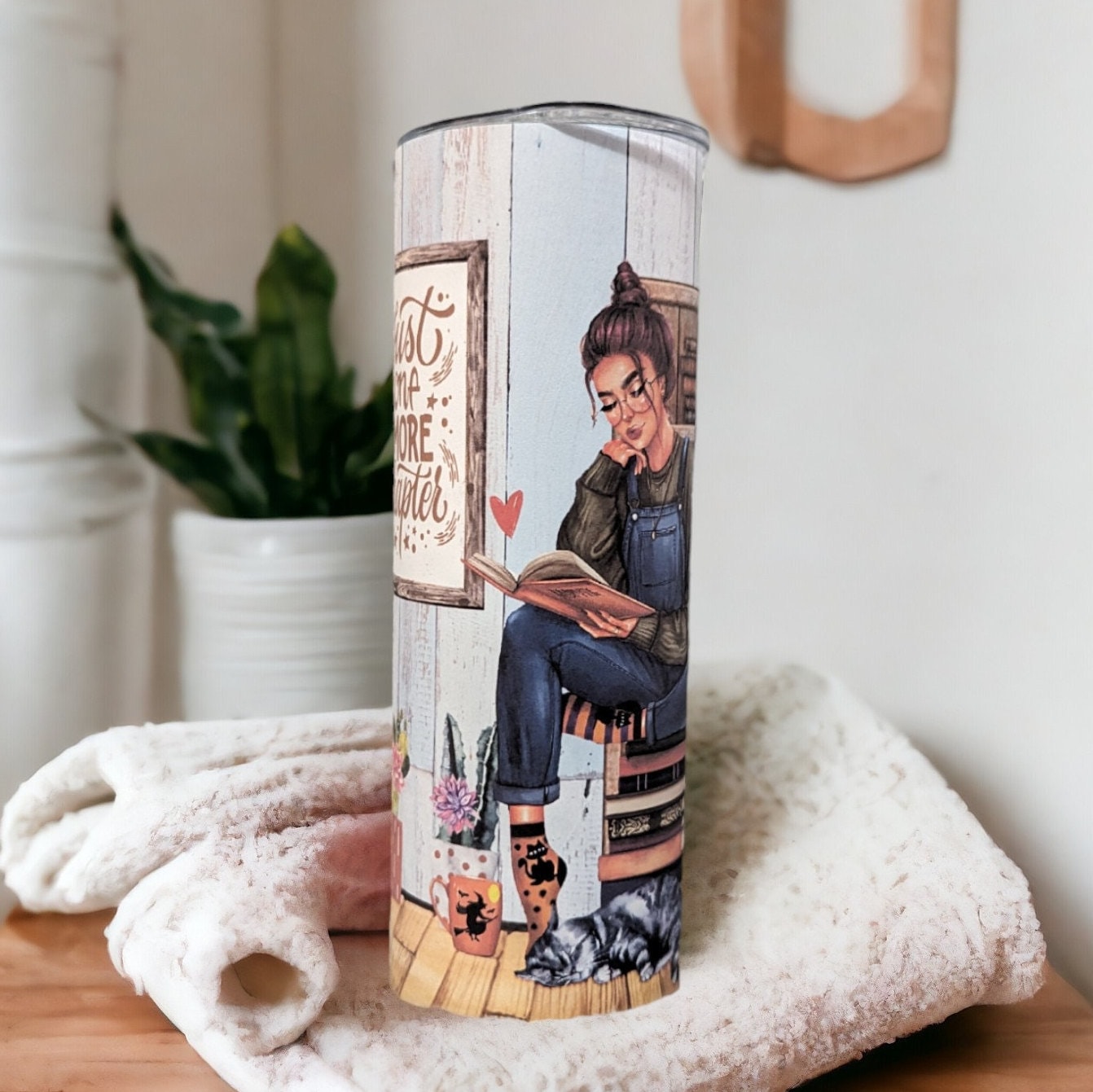 Just One More Chapter Book Lover Tumbler 20oz With Reusable Straw