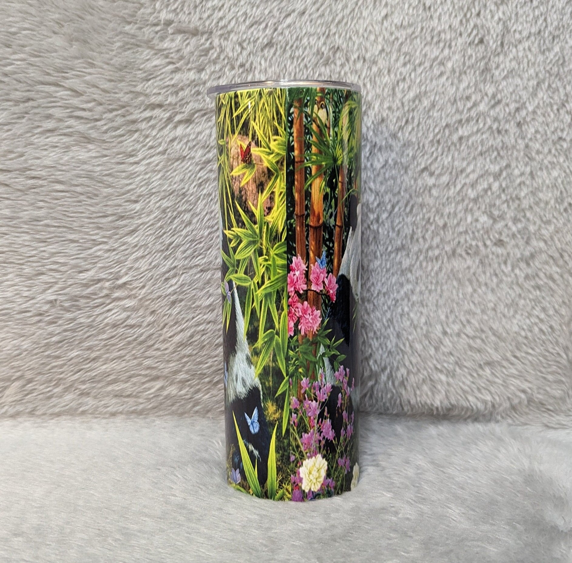 Panda Bear Tumbler 20oz With Reusable Straw, Can Be Personalized