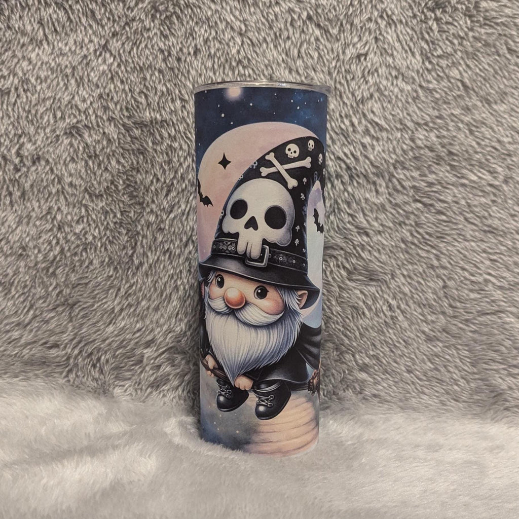 Gothic Halloween Gnome Tumbler 20oz With Reusable Straw, Can Be Personalized