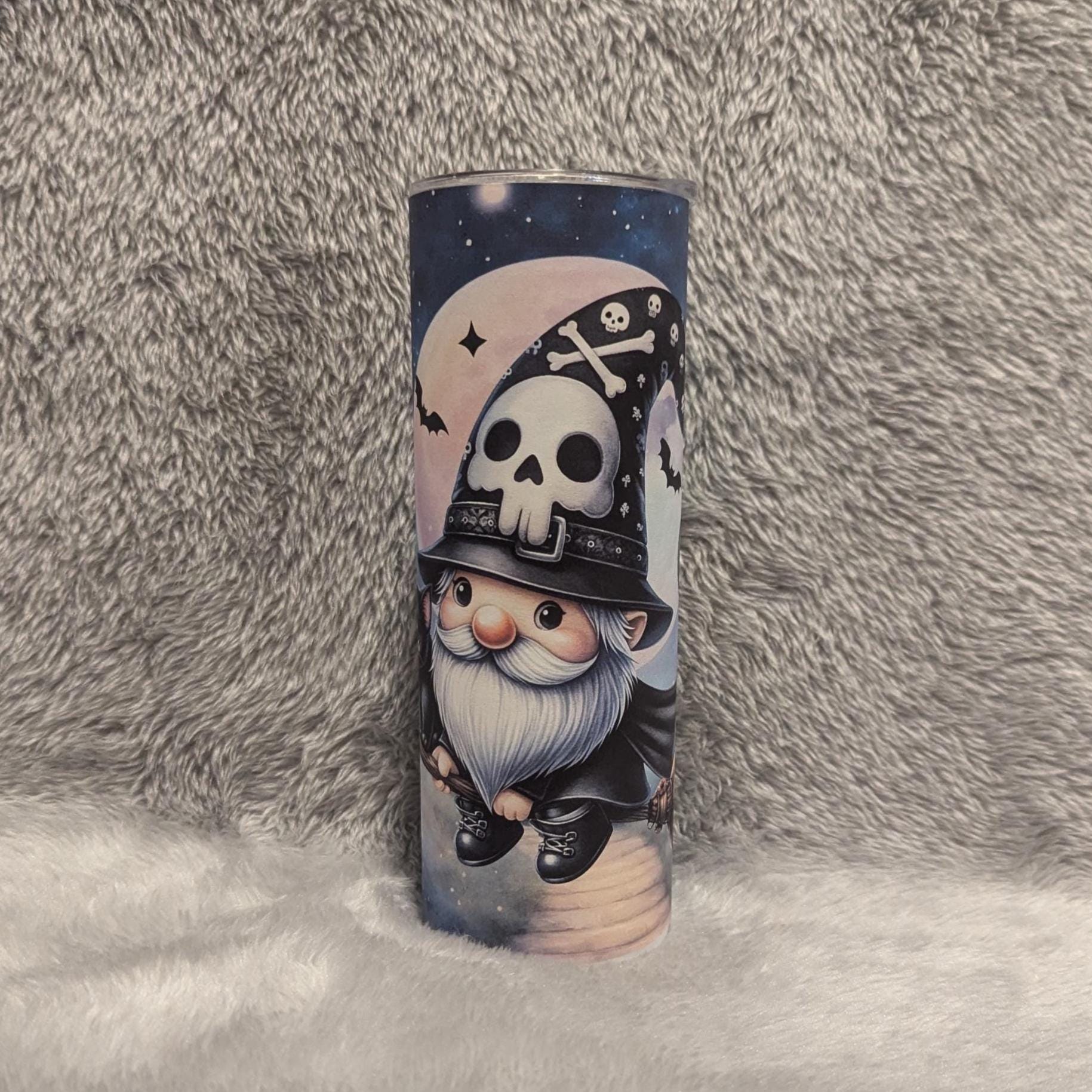 Gothic Halloween Gnome Tumbler 20oz With Reusable Straw, Can Be Personalized