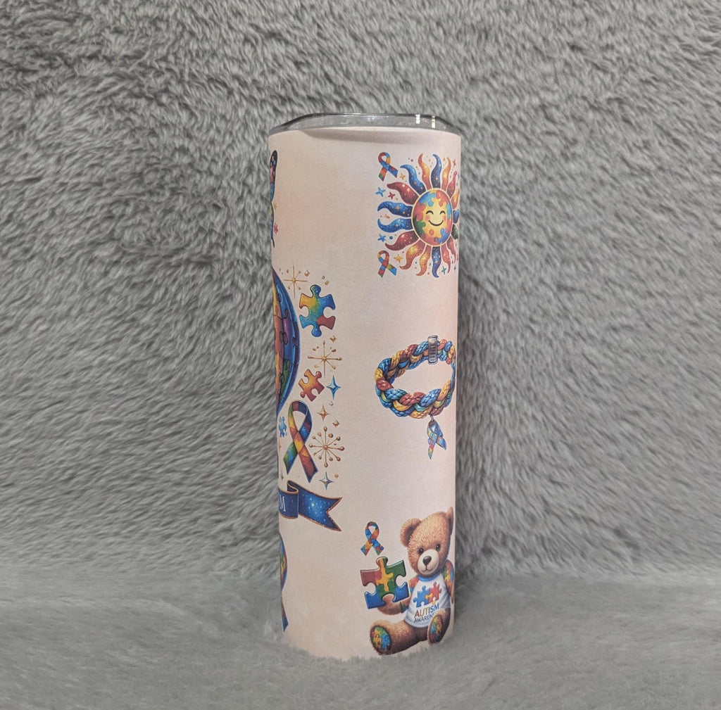 Autism Awareness Affirmation Tumbler 20oz With Reusable Straw, Can Be Personalized