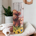 Adorable Highland Cow and Calf Tumbler 20oz With Reusable Straw, Can Be Personalized