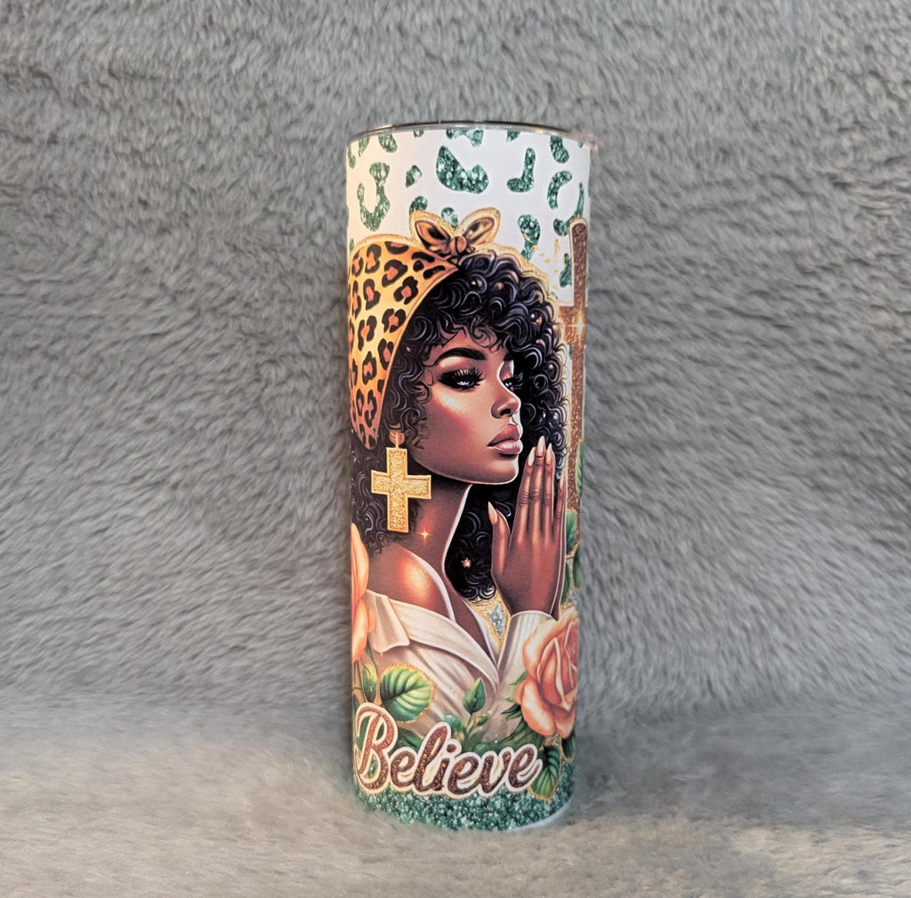 Religious Girl Tumbler 20oz With Reusable Straw, Can Be Personalized