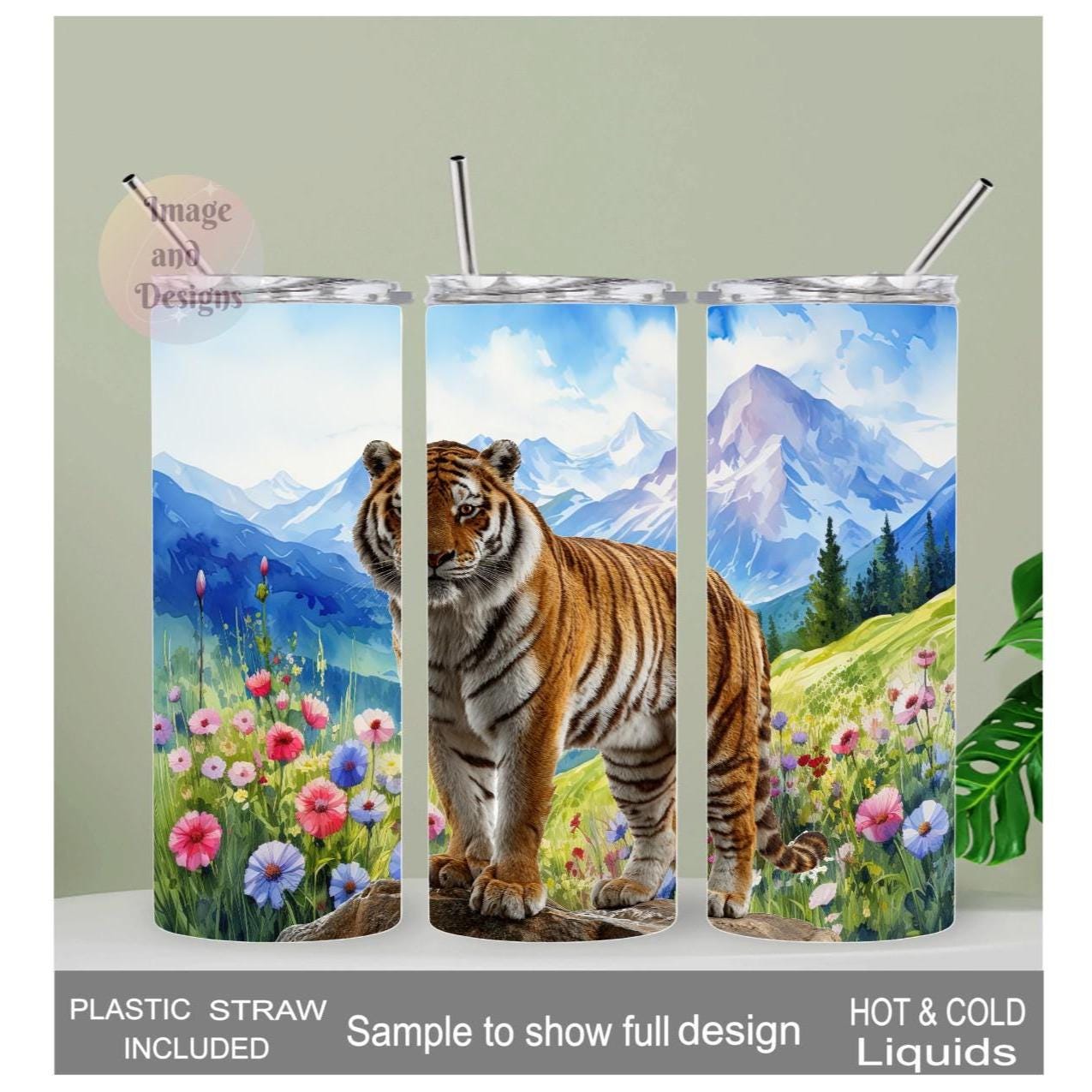 Tiger Tumbler 20oz With Reusable Straw, Can Be Personalized