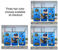 Boy Cop With K9 Dog 15oz Tumbler - 3 Hair Color Options - With Reusablw Straw, Can Be Personalized