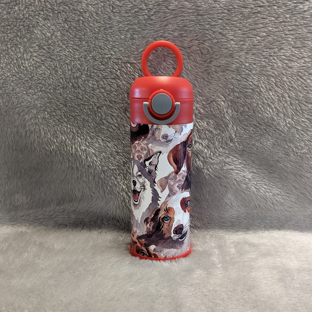 Kids Dog Water Bottle 12oz With Reusable Straw Can Be Personalized