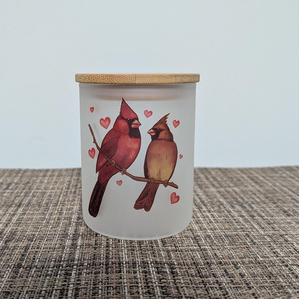 Cardinal Candle Holder With A Battery Operated Flickering Tea Light
