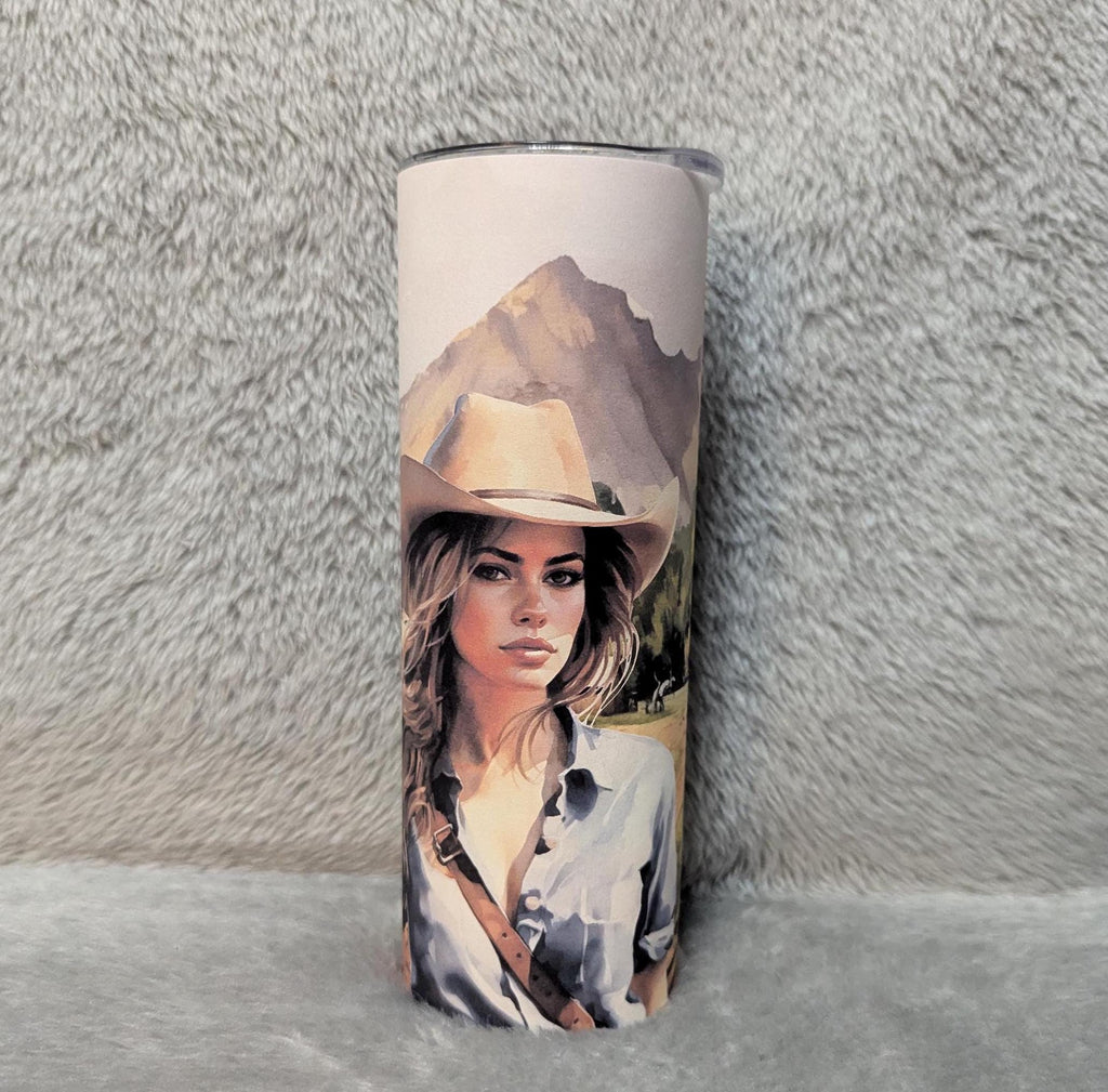 Cowgirl Tumbler 20oz With Reusable Straw, Can Be Personalized