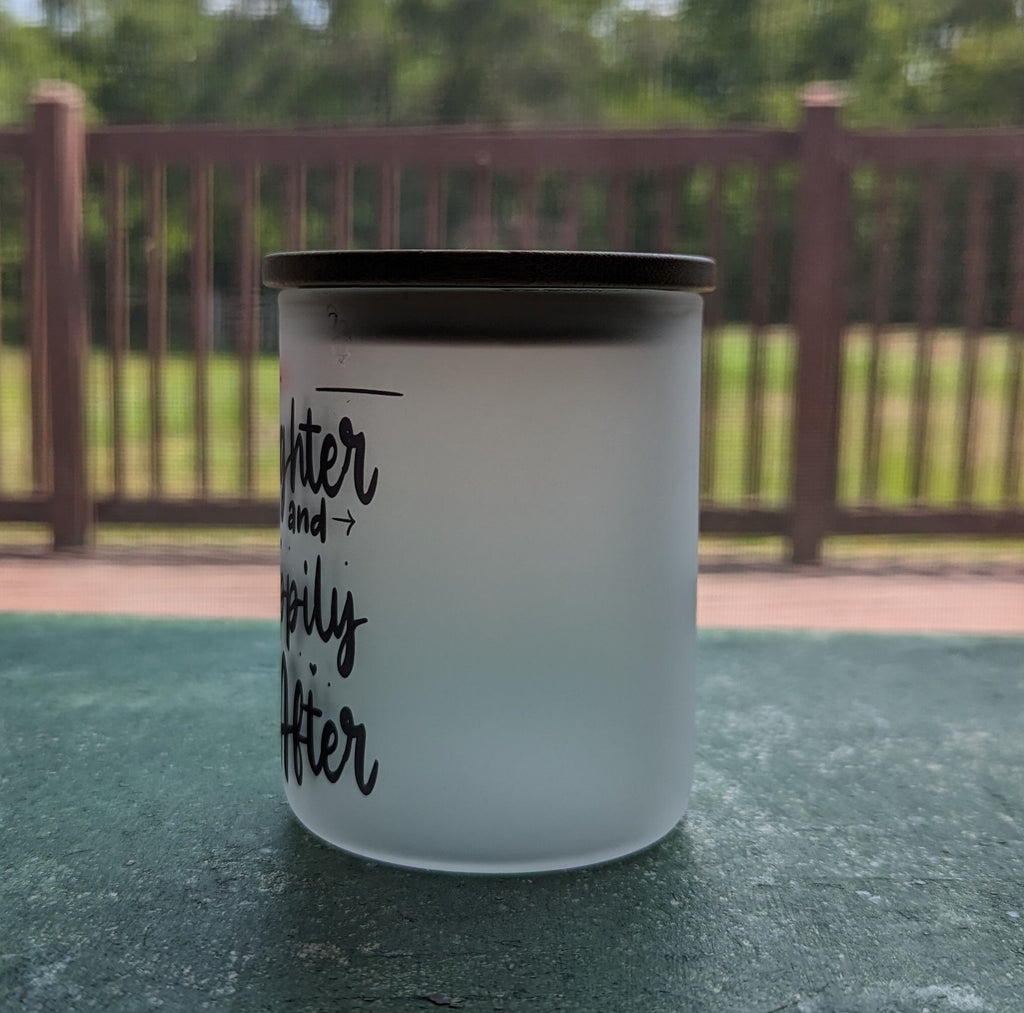 Laughter and Happily Ever After Candle Holder With A Battery Operated Flickering Tea Light