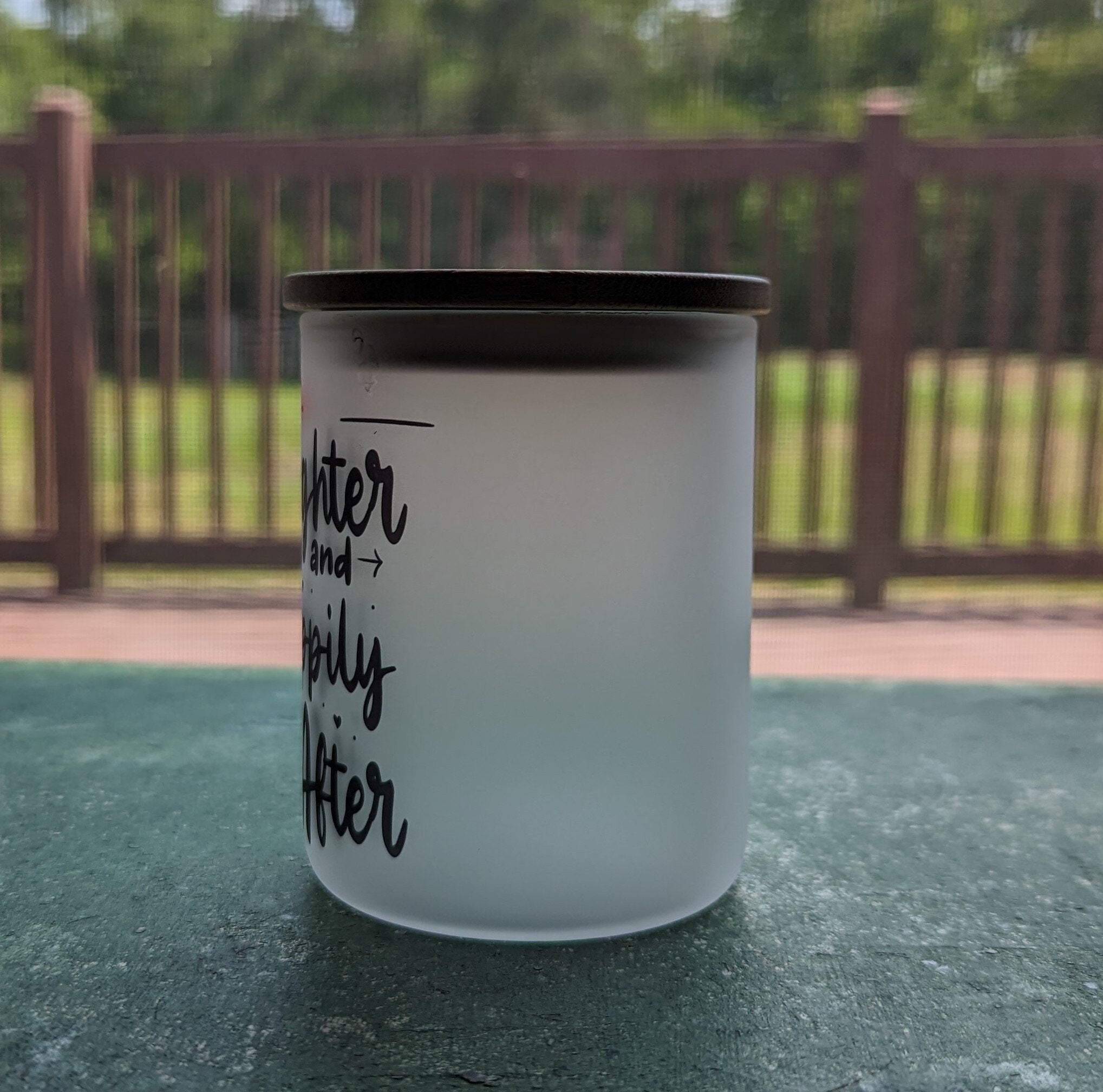 Laughter and Happily Ever After Candle Holder With A Battery Operated Flickering Tea Light
