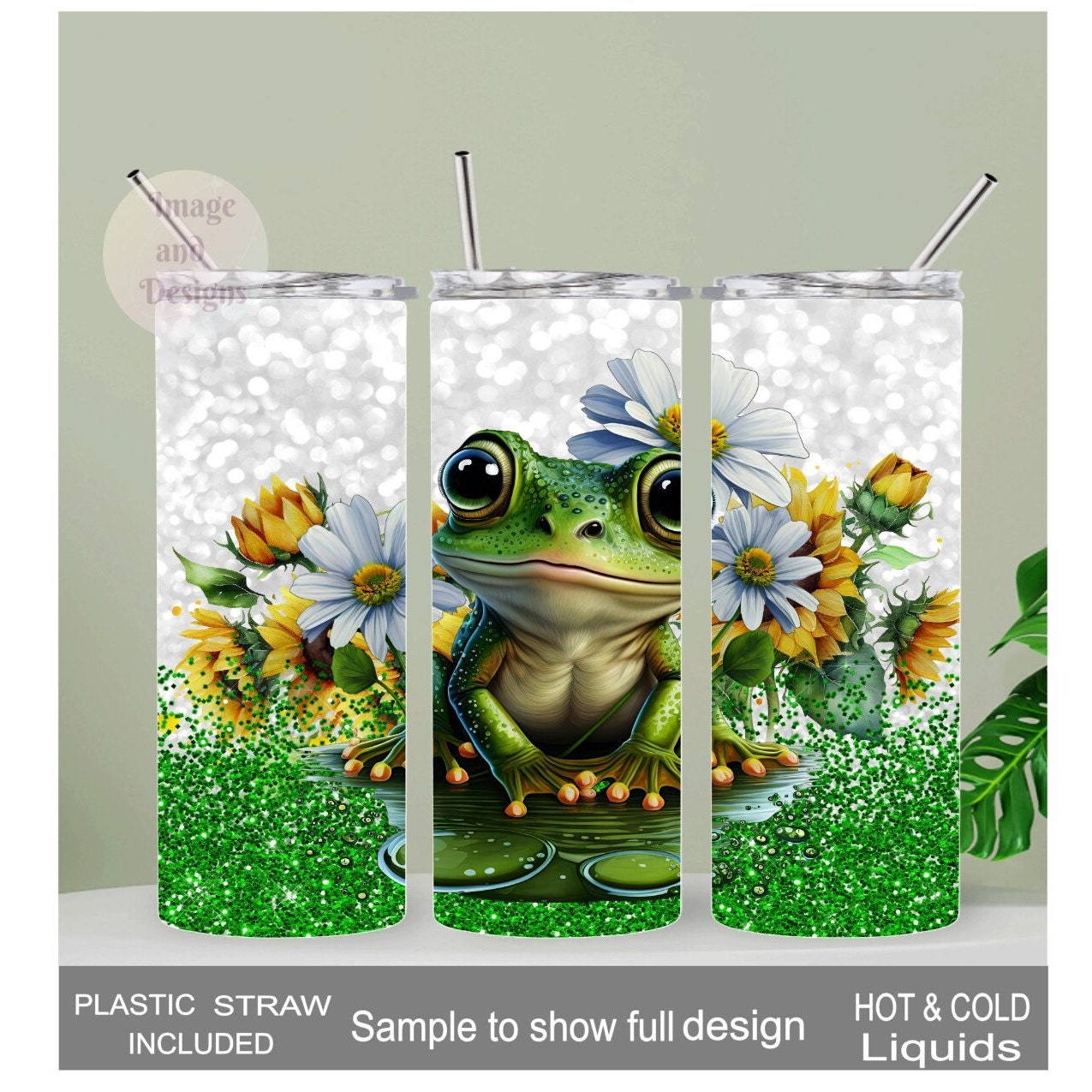 Frog Tumbler 20oz With Reusable Straw, Can Be Personalized
