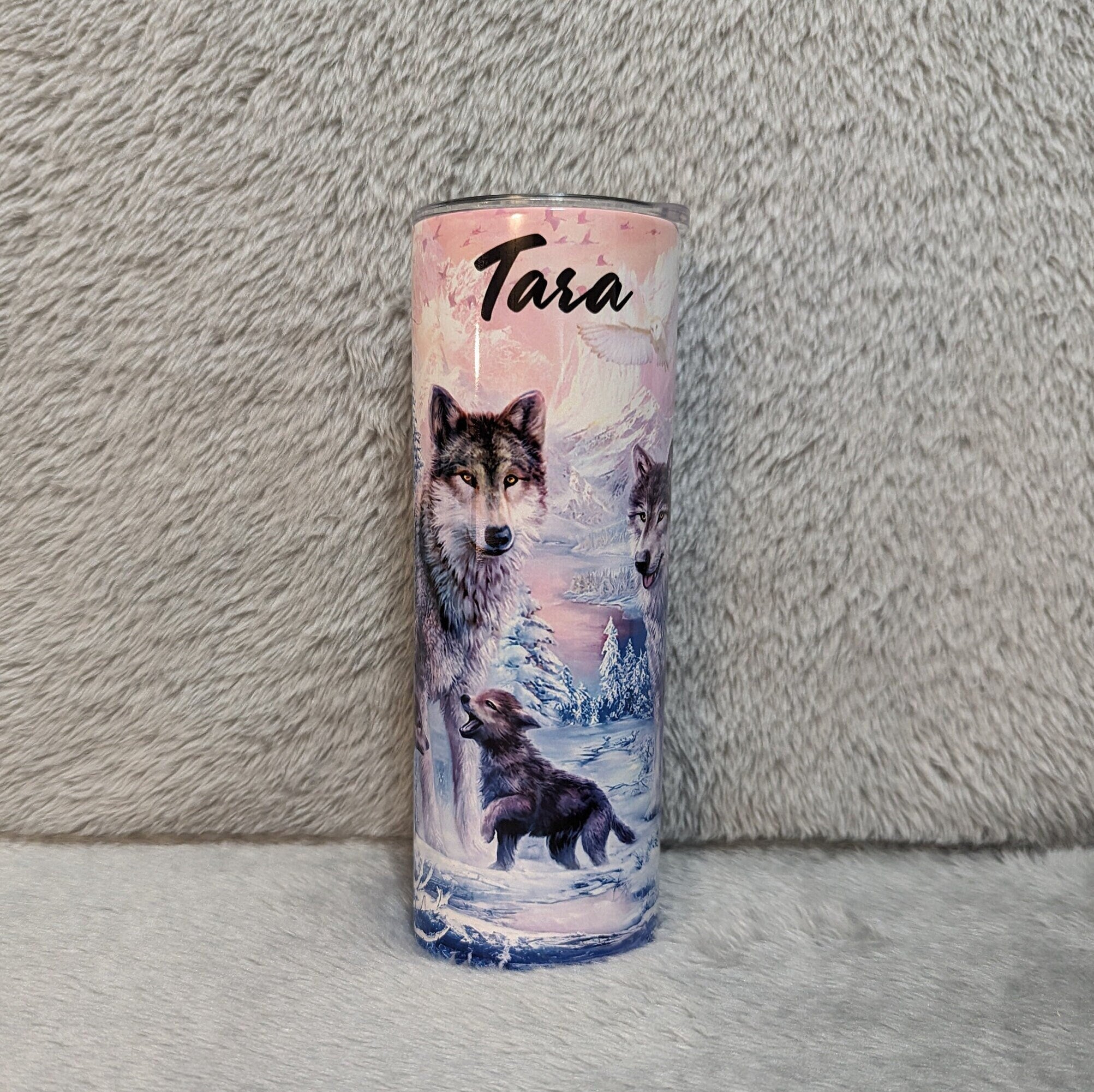 Wolf Family Tumbler 20oz With Reusable Straw, Can Be Personalized