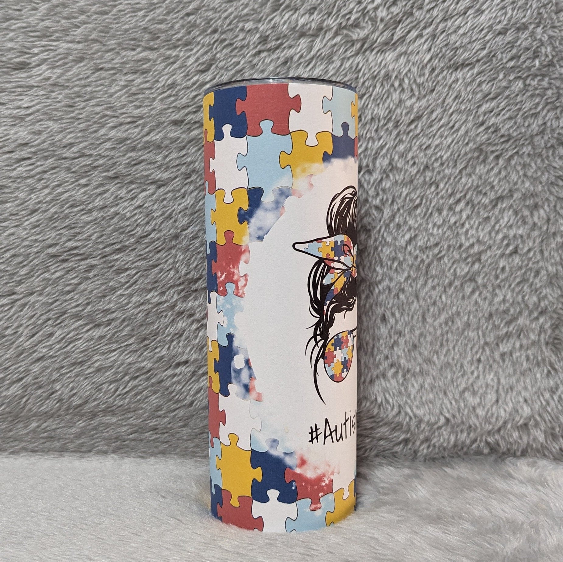 Autism Mom Tumbler 20oz With Reusable Straw, Can Be Personalized