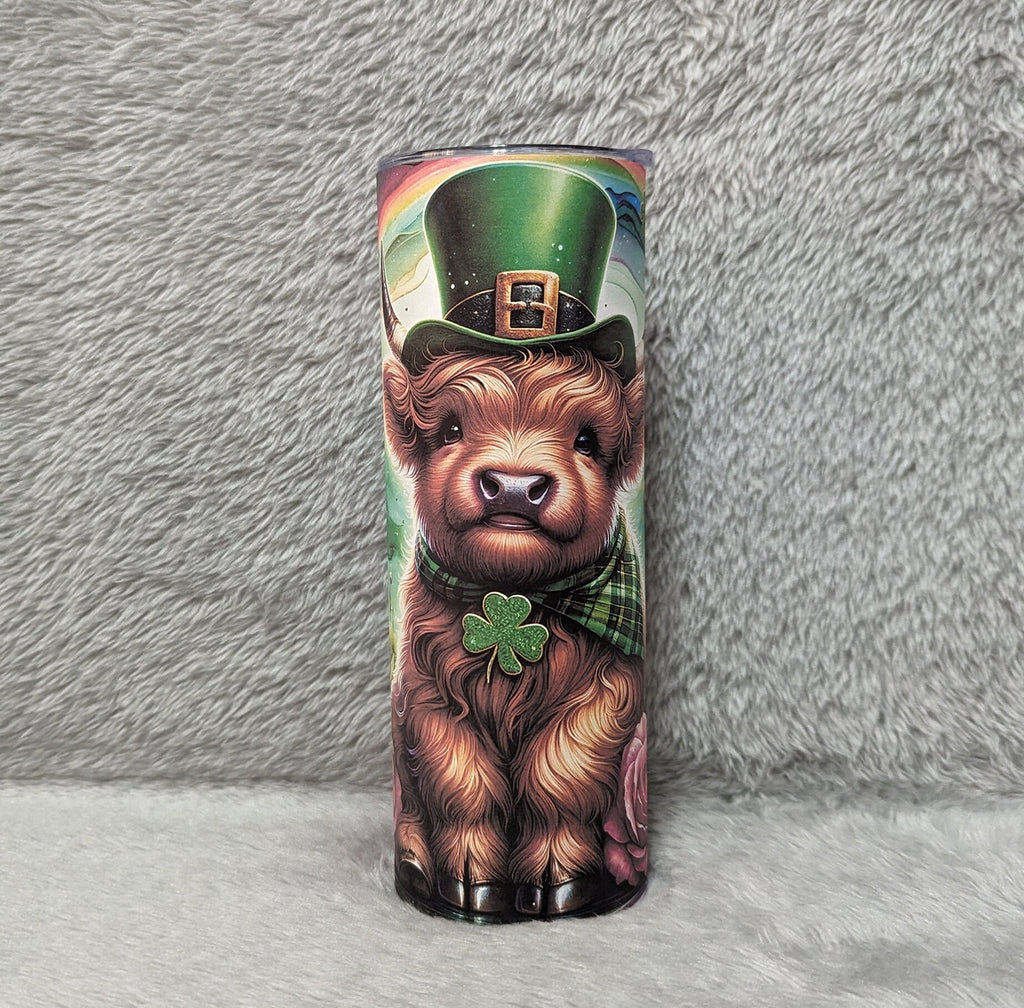 Irish Highland Cow Tumbler 20oz With Reusable Straw, Can Be Personalized