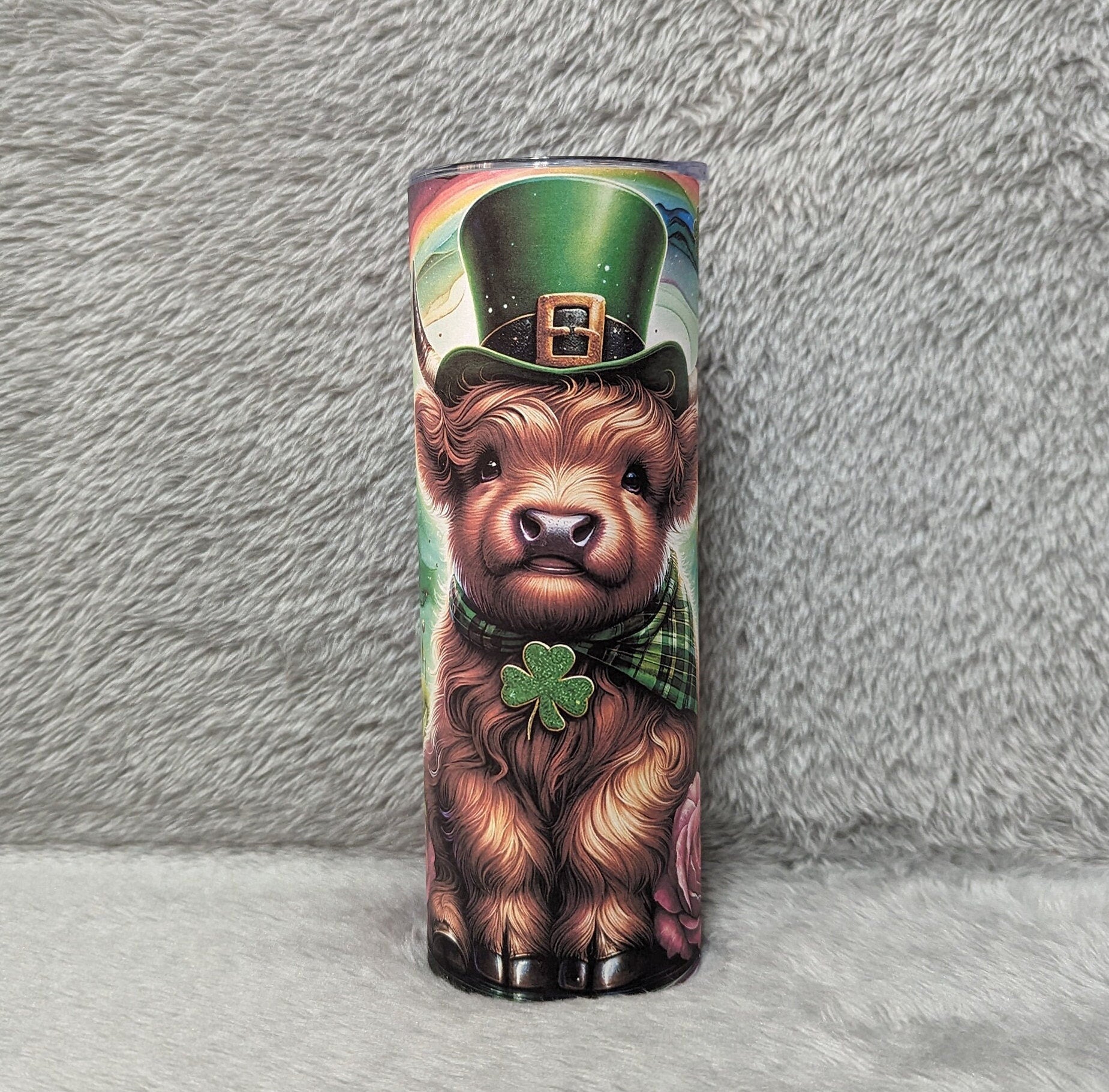 Irish Highland Cow Tumbler 20oz With Reusable Straw, Can Be Personalized