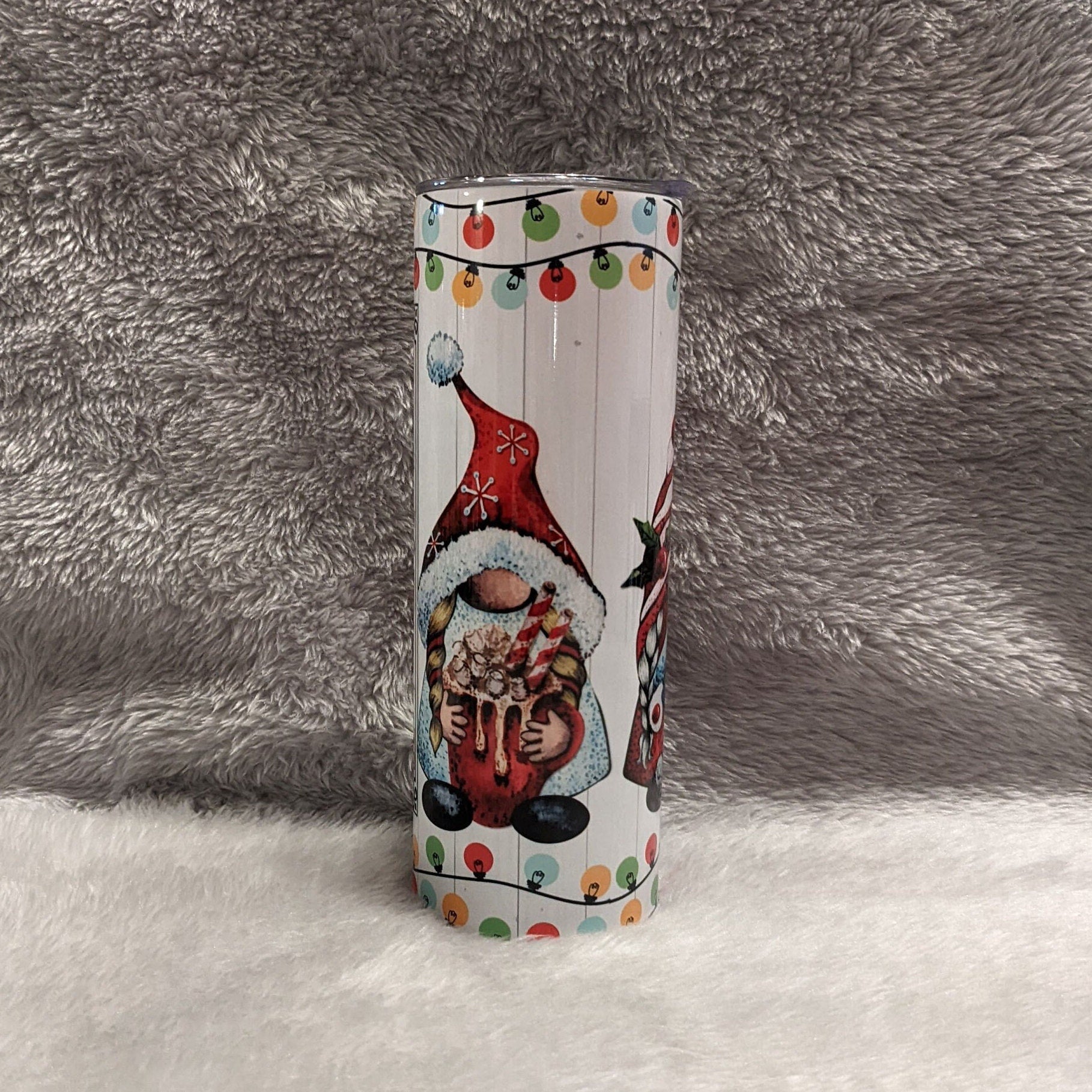 Christmas Rules Gnome Tumbler 20oz With Reusable Straw