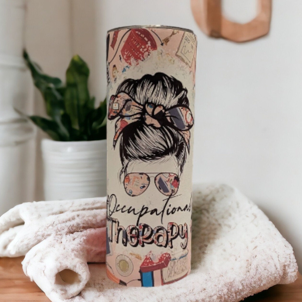 Occupational Therapy Tumbler 20oz With Reusable Straw, Can Be Personalized