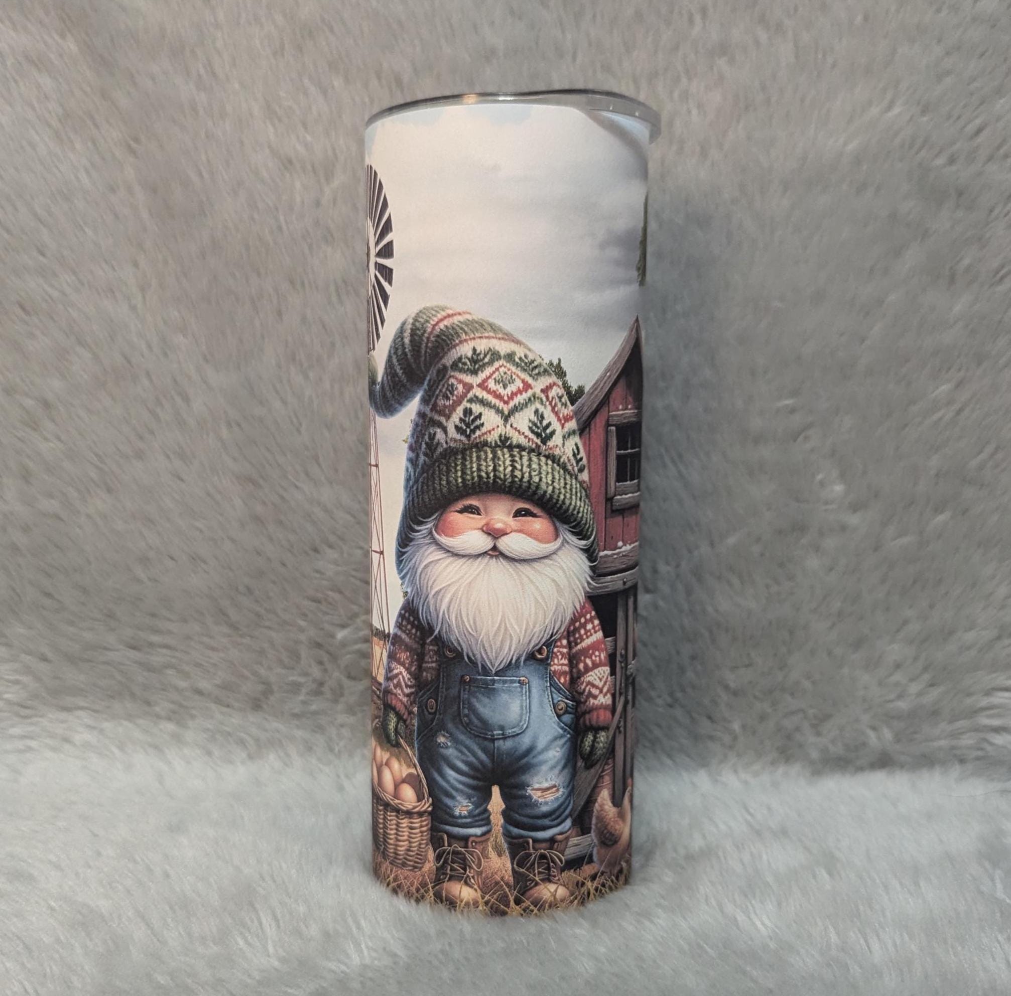 Chicken Farmer Gnome Tumbler 20oz With Reusable Straw, Can Be Personalized
