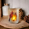 Cardinal Candle Holder With A Battery Operated Flickering Tea Light
