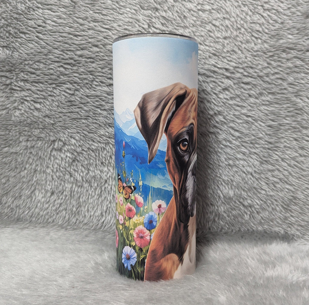 Adorable Boxer Dog Tumbler 20oz With Reusable Straw, Can Be Personalized