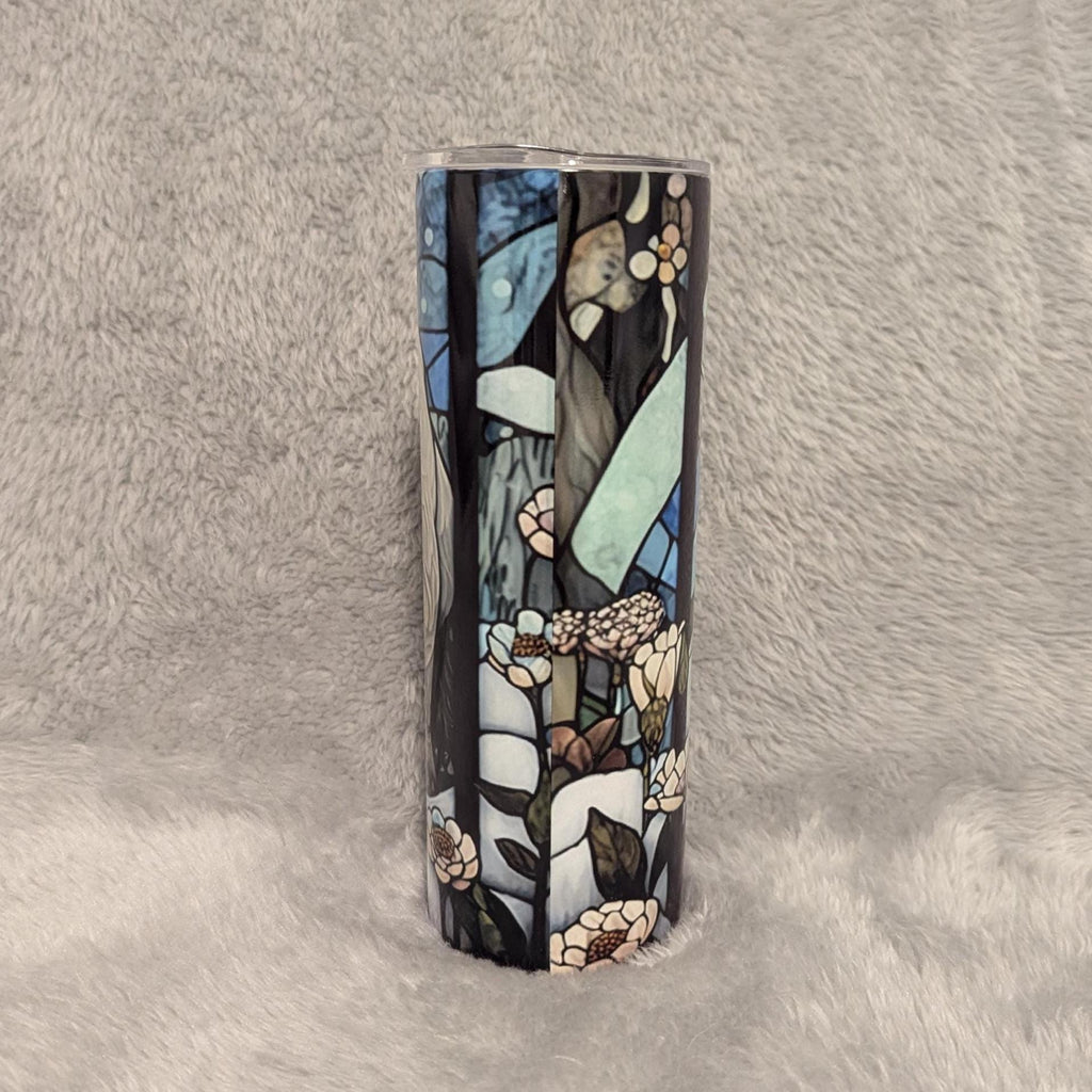 Polar Bear Tumbler with Stained Glass Design 20oz With Reusable Straw, Can Be Personalized