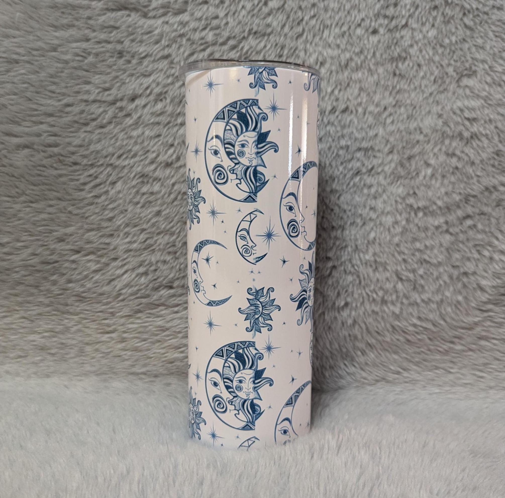 Sun and Moon Tumbler 20oz With Reusable Straw, Can Be Personalized