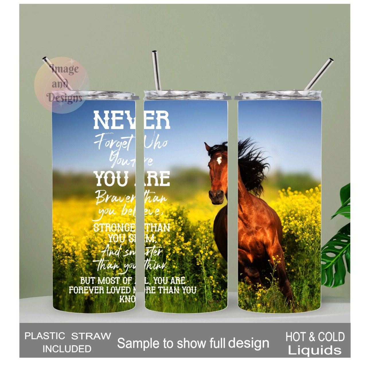 Never Forget Who You Are Horse Tumbler 20oz With Reusable Straw