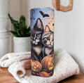 Cute Halloween Cat Tumbler 20oz With Reusable Straw, Can Be Personalized