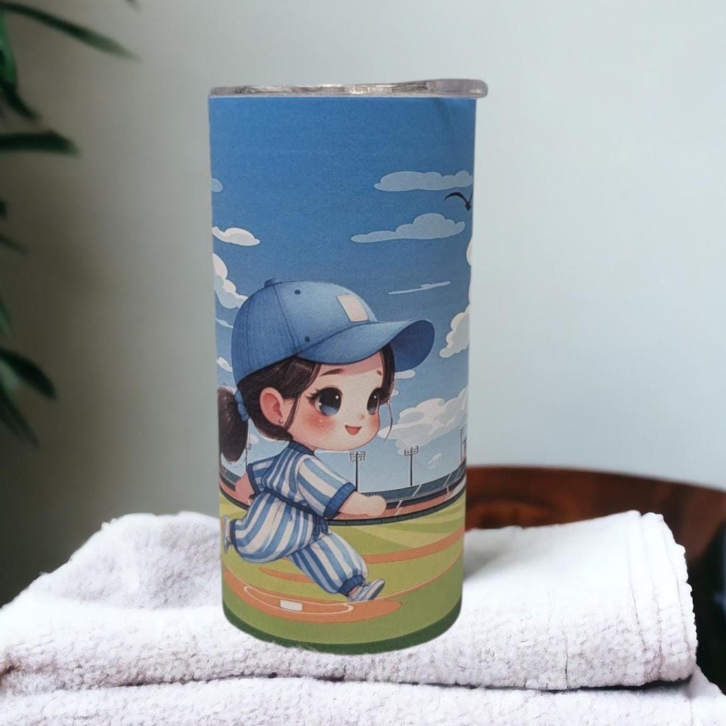 Kids Baseball Tumbler 15oz With Reusable Straw, Can Be Personalized