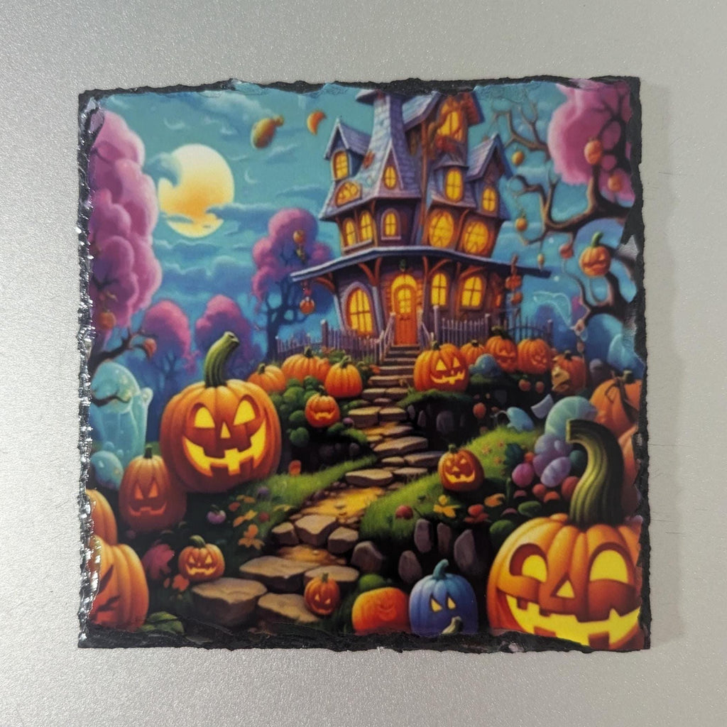 Halloween Haunted House Slate Picture With Display Legs
