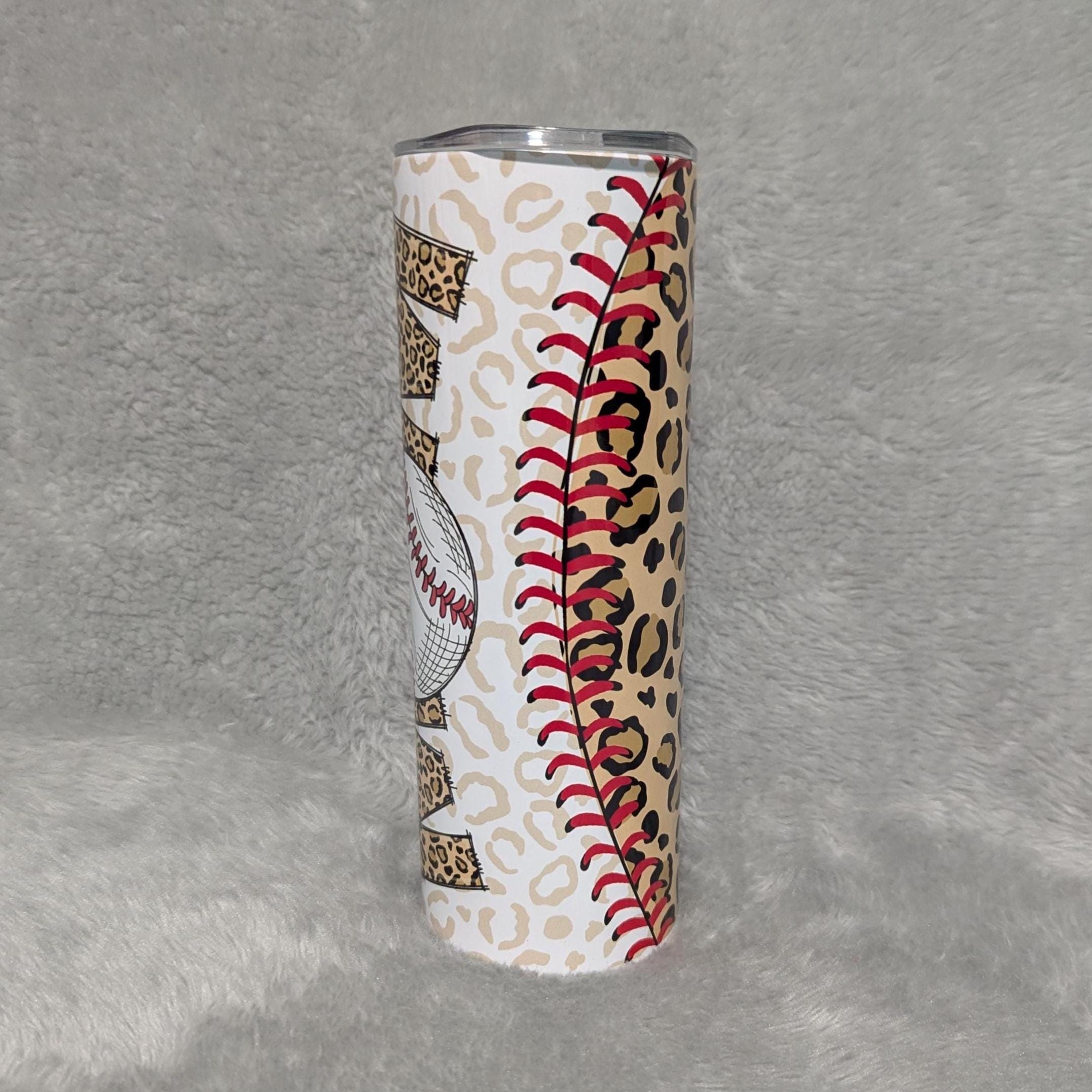 Baseball Mom Leopard Print Tumbler 20oz With Reusable Straw