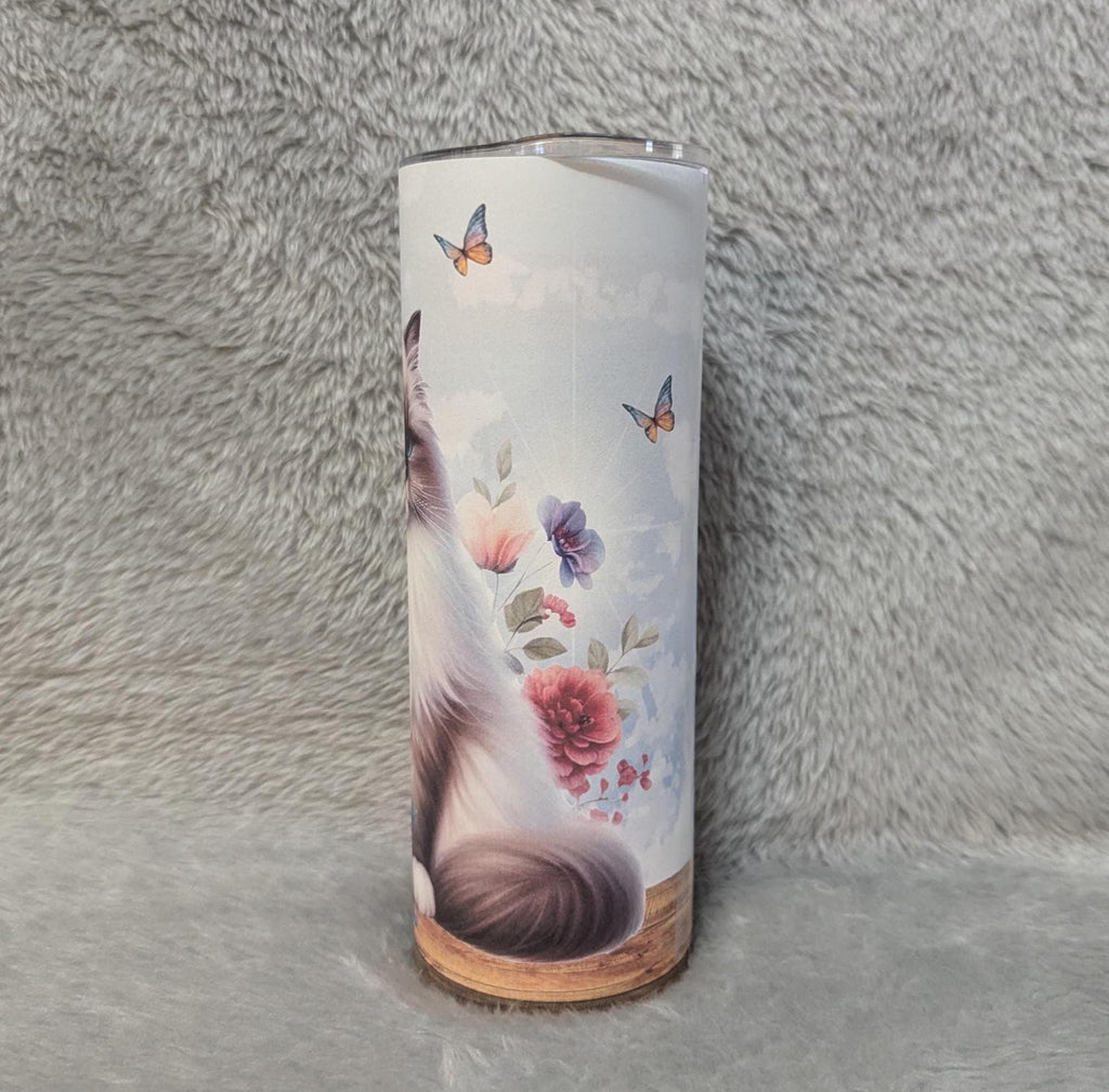 Pretty Ragdoll Cat Tumbler 20oz With Reusable Straw, Can Be Personalized