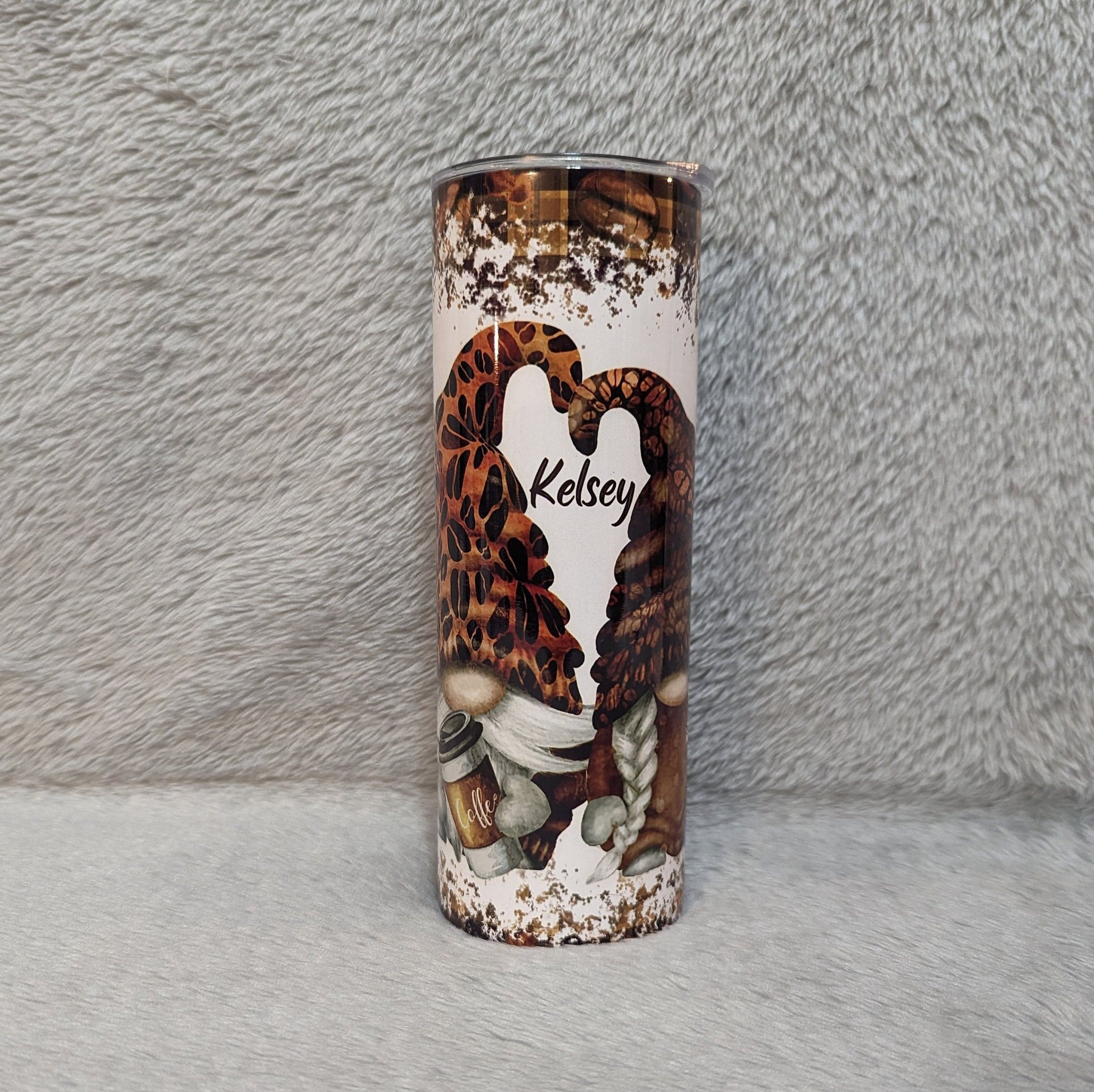 Gnome Love Coffee Tumbler 20oz With Reusable Straw, Can Be Personalized